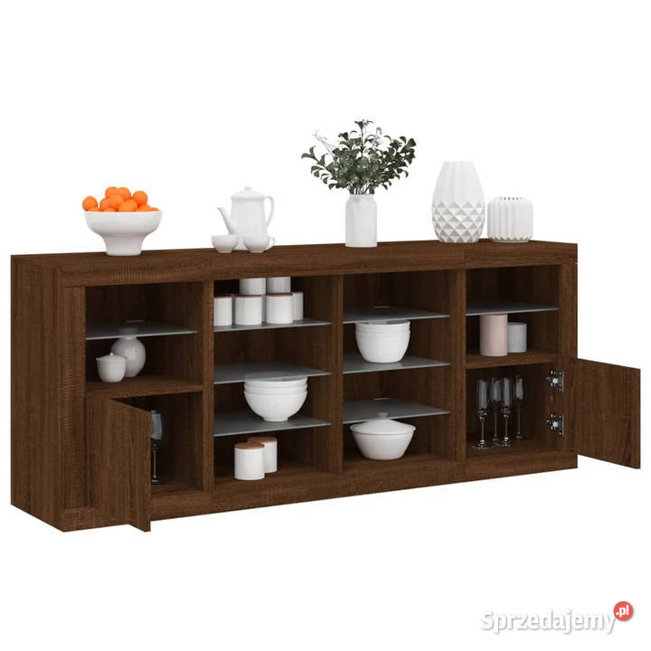 Szafka z oświetleniem LED brązowy dąb 163x37x67 Warszawa