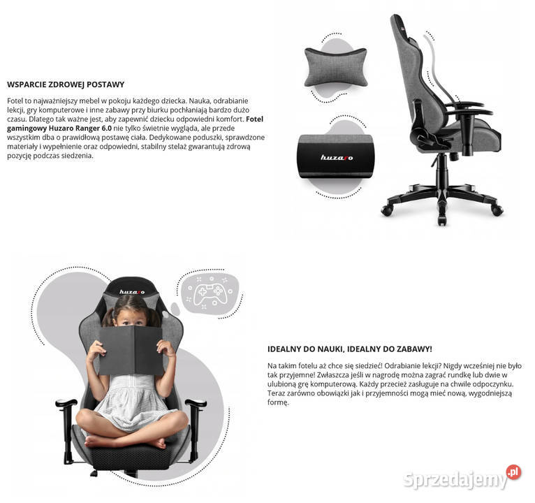 Fotel gamingowy dziecka Huzaro Ranger 60