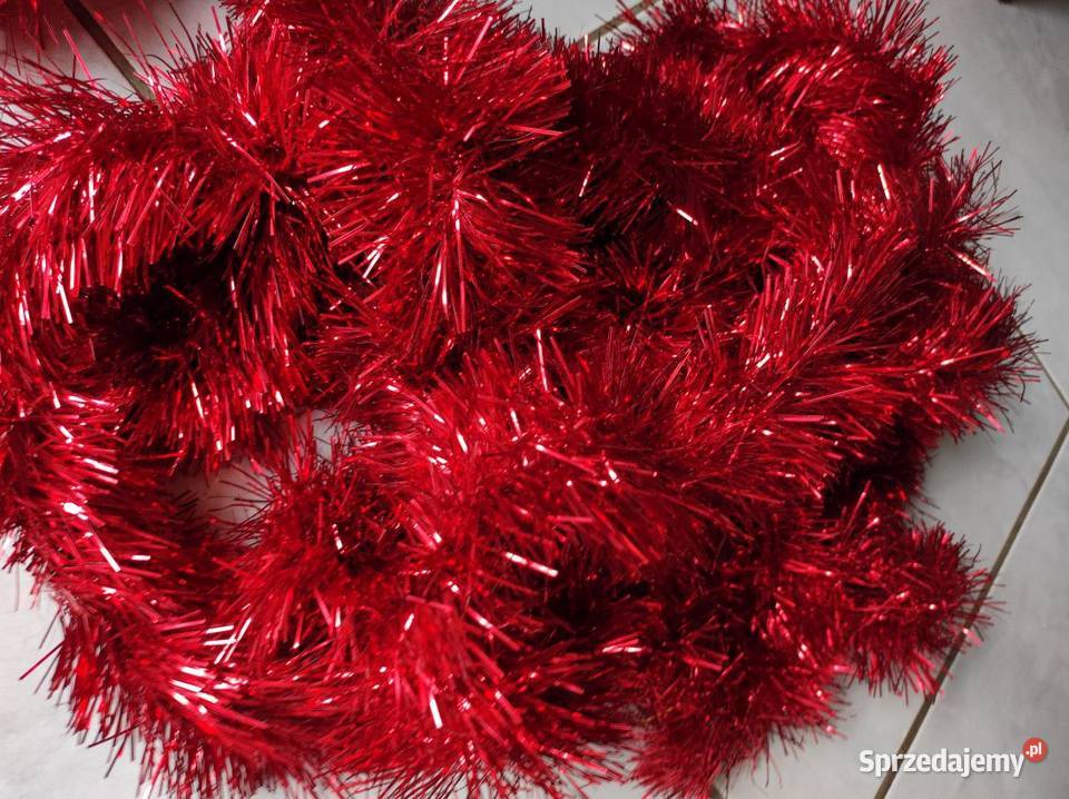 długi czerwony błyszczący łańcuch na choinkę Kielce