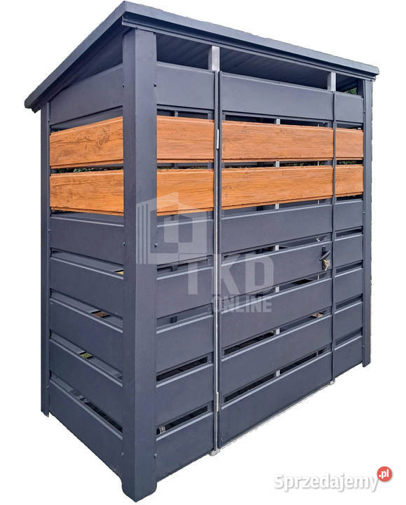 Wiata śmietnikowa 16x08m Antracyt jasny orzech