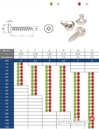 Wkręt do drewna 5 x 30 mm GRZYBEK AISI 304