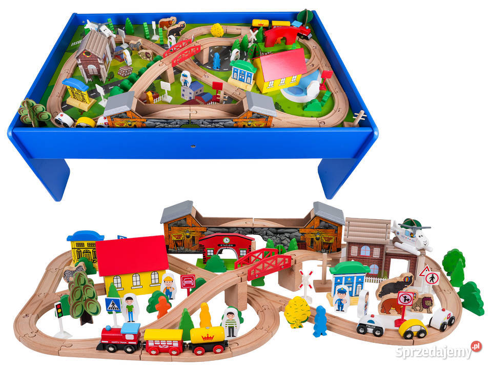 Drewniana kolejka na stoliku mega zestaw tory Warszawa