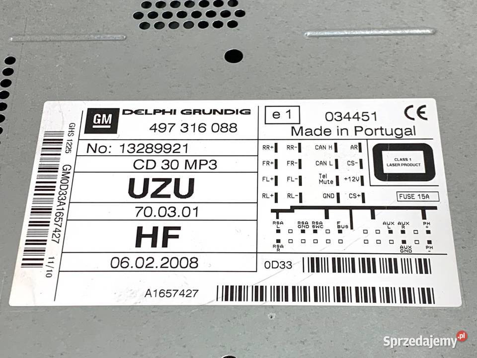 RADIO OPEL CORSA D 13289921 0614 ODTWARZACZ