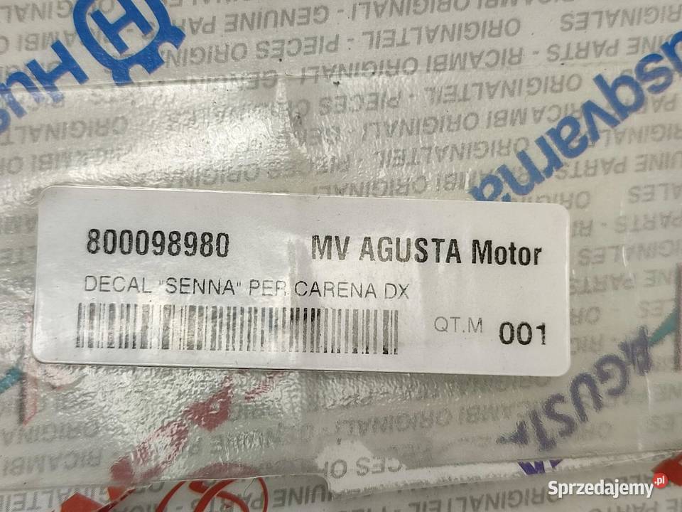 NAKLEJKA SENNA PRAWY BOCZEK MV AGUSTA 750 F4 osobowe