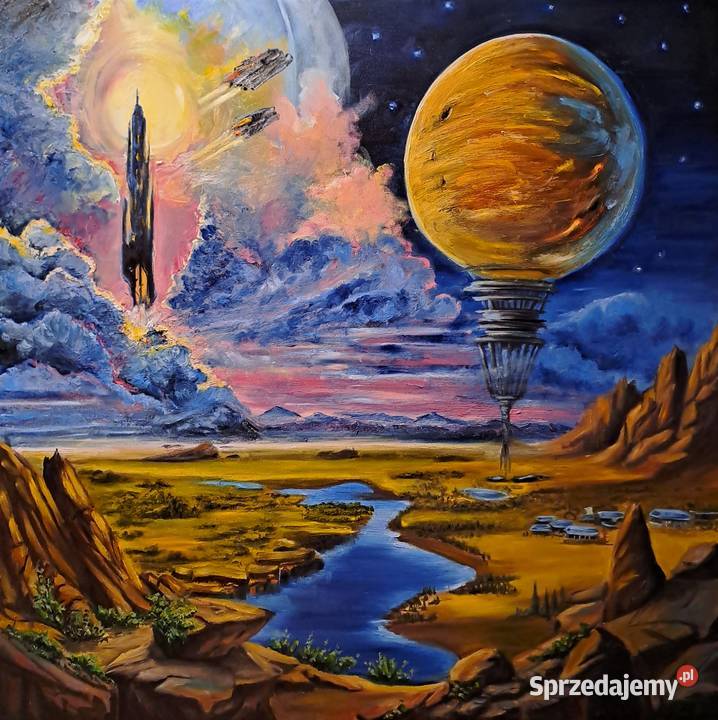 Malarstwo olejne obraz olejny kosmos surrealizm Blizne
