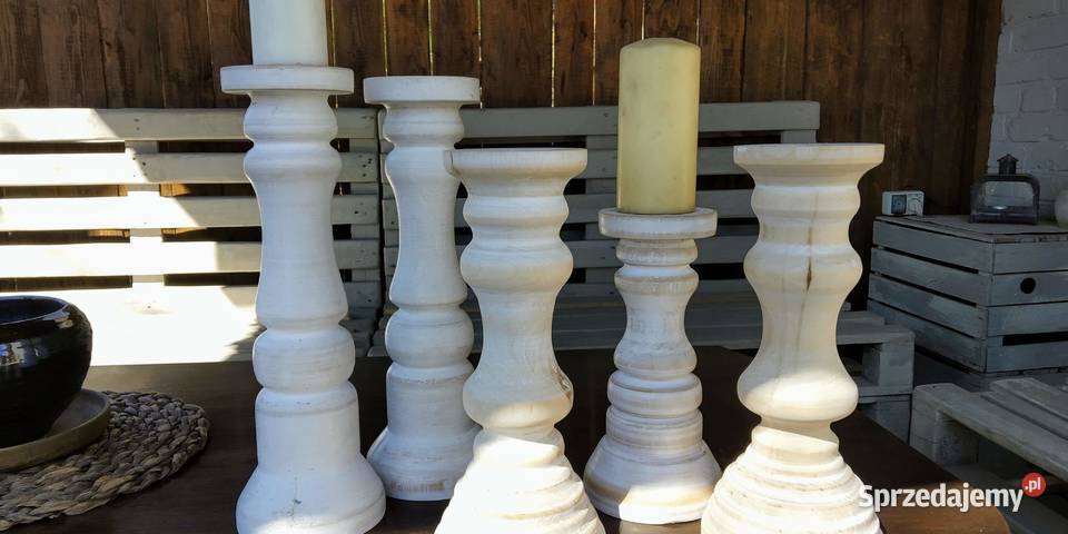 Świeczniki drewniane toczone ręcznie Styl łódzkie Wieluń