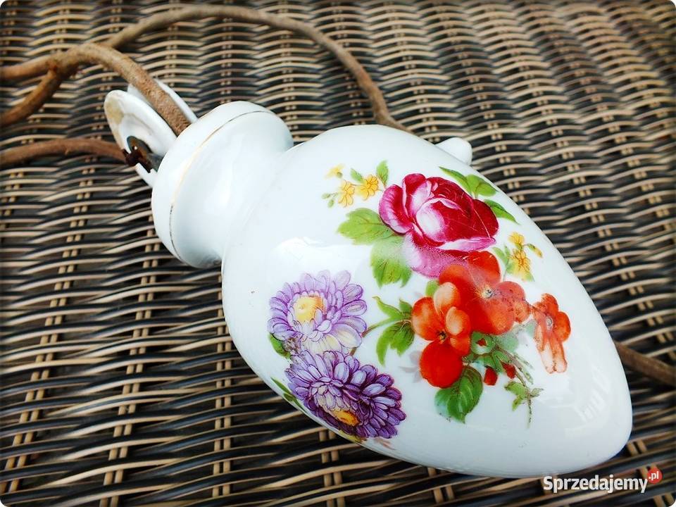 Stary Porcelanowy kompletny Obciążnik Lampy