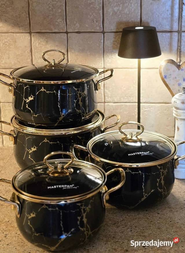 229 Garnki emalia czarny marmur MASTERPAN