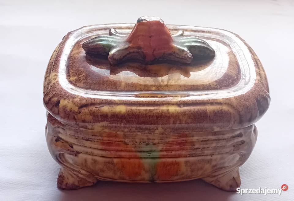 Ceramiczna szkatułka Jasba zdobiona glazurą Koźminek