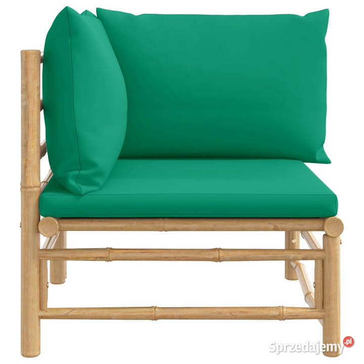Narożna sofa ogrodowa z zielonymi poduszkami Warszawa