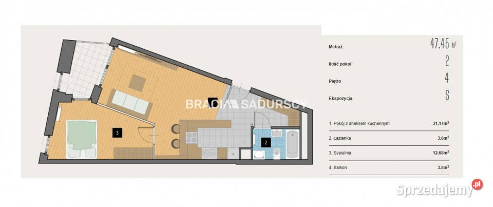sprzedaży mieszkania 4745m2 2pok Kraków Aleja sprzedam
