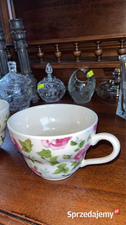 2 Duże FILIŻANKI z różami 400 ml Bez sygnatury Porcelana i szkło pomorskie Gdańsk