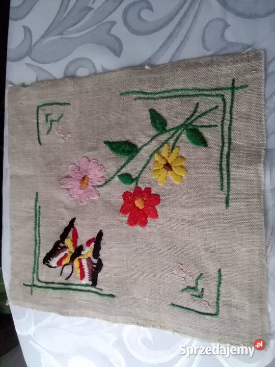 Serwetki lniane z szablonem do haftu Rękodzieło łódzkie Łódź