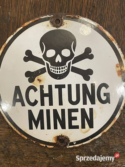 Tablica emaliowana Achtung Minen Kraków
