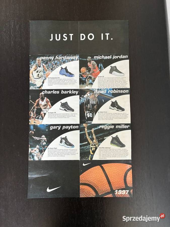 Plakat dwustronny Nike Just Do It 1997 S Pippen Dom i Ogród Elbląg