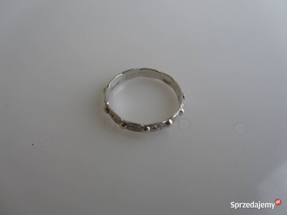 Różaniec srebrny na palec obrączka wzór 16
