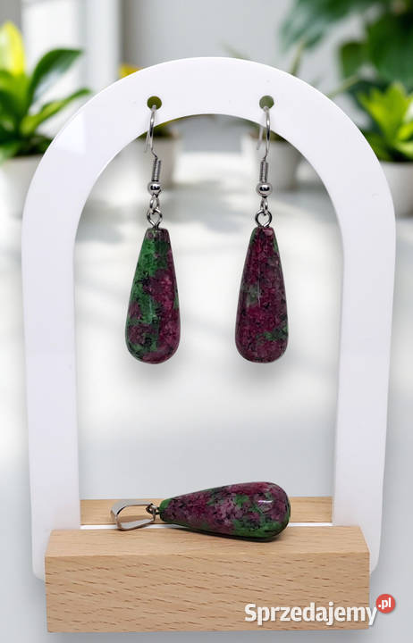 Komplet kolczyki i zawieszka z zoisytu ZOISYT Z Warszawa