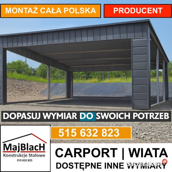 Wiata Stalowa Hala Garaż Blaszany Duży OTWARTY