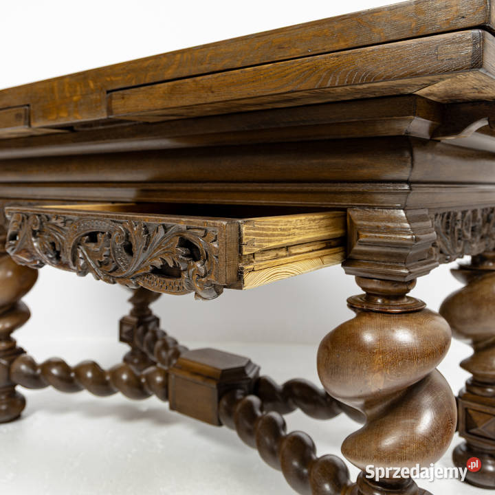 Wyjątkowy Dębowy Stół Gdański Barok XIX Wiek Swarzędz sprzedam