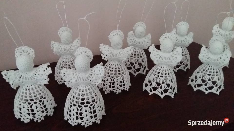 Ozdoby choinkowe na szydełku aniołki dzwonki Rękodzieło śląskie Jaworzno