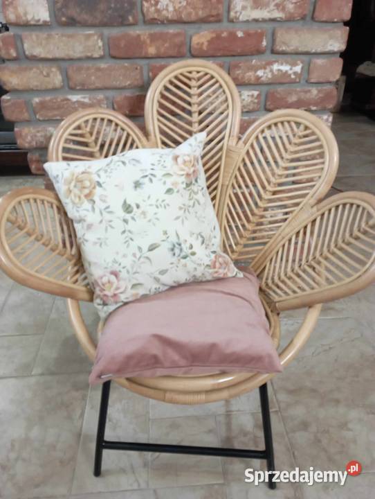krzesło fotel boho rattan liść Śrem
