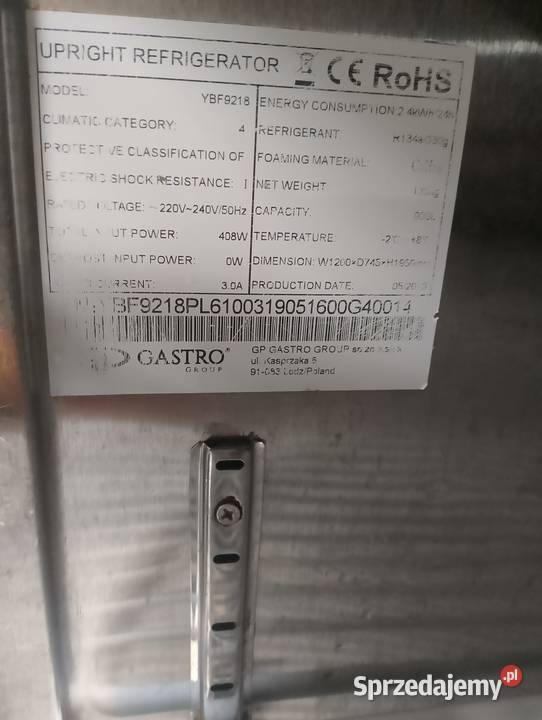 SZAFA CHŁODNICZA GN 21 POJ 900L YBF 9218 dolnośląskie Wrocław