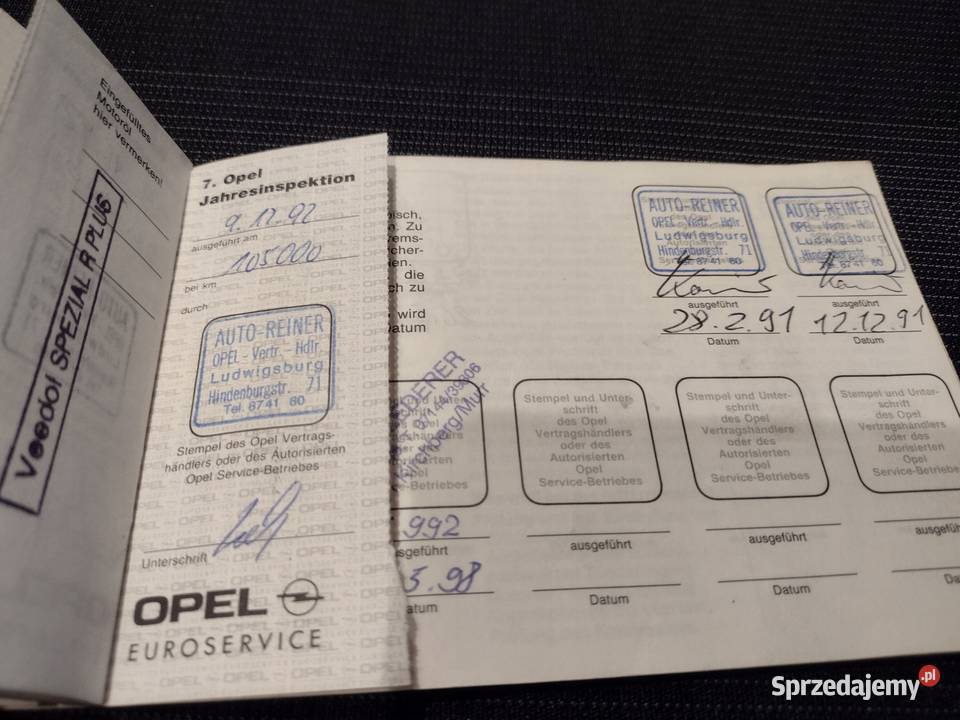 Opel Kadett E 1990 Książka Gwarancyjna Serwisowa Poradniki, albumy i reportaże Łódź