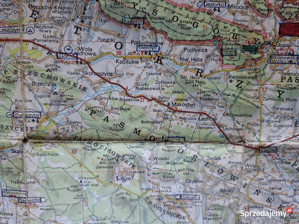 Góry Świętokrzyskie mapa turystyczna 1150 000 Kraków