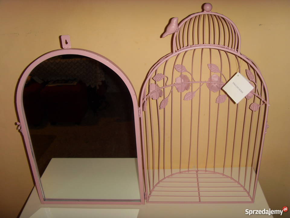 LUSTRO W KSZTAŁCIE KLATKI BIAŁE I RÓŻOWE NOWE Dom i Ogród dolnośląskie sprzedam