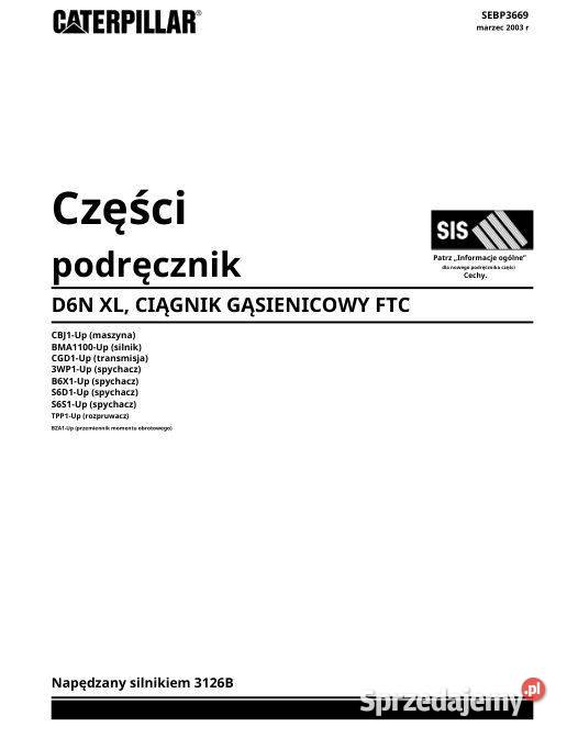 CAT D6N D6N XL katalog cześci nie obciety motoryzacja, transport