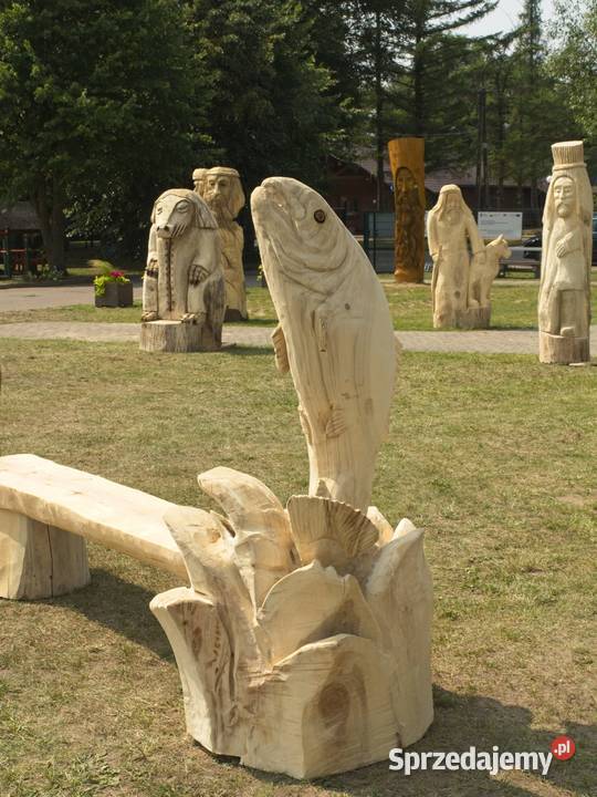 Ręcznie rzeźbiona ławka wyjątkowe połączenie mazowieckie Warszawa