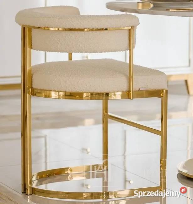 Designerskie krzesło glamour, złote, boucle, MARCO