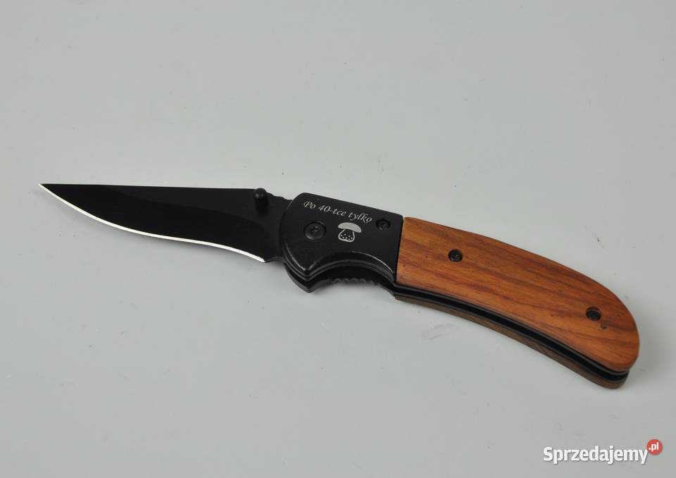 Noż składany z drewnianą rączką z grawerem 1 Leżajsk