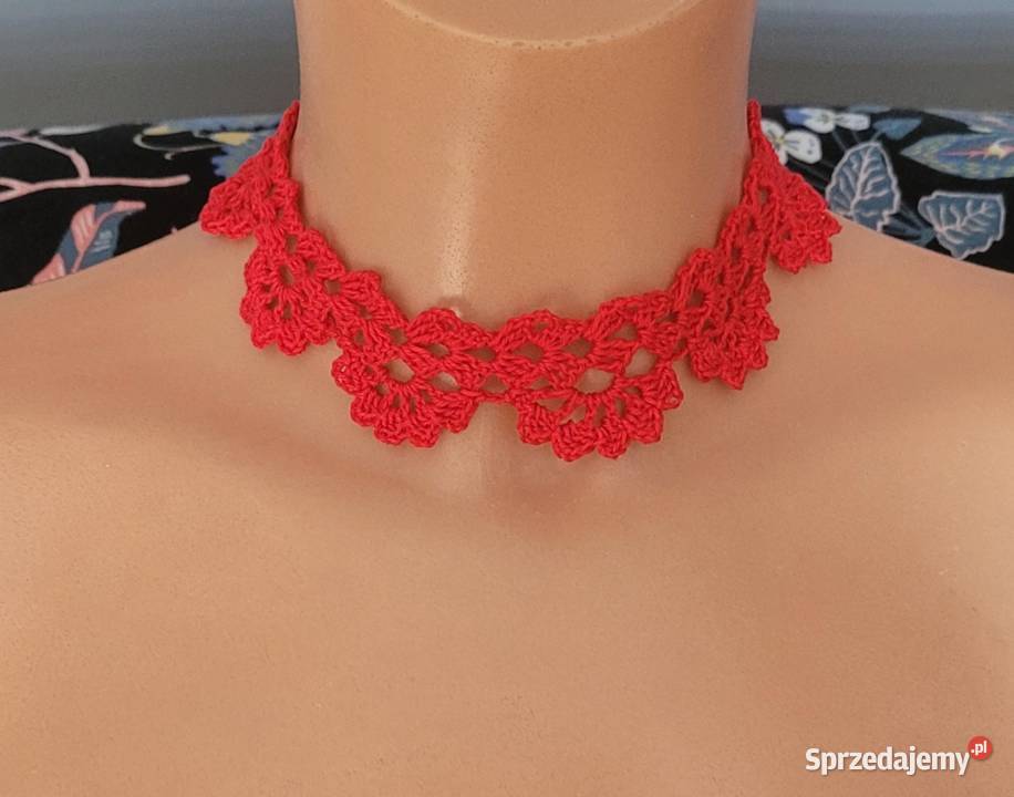 Zestaw choker kolczyki szydełkowe handmade Pleszew