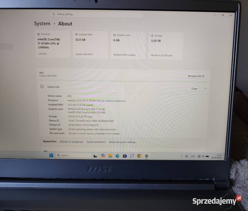 Laptop MSI CREATOR Łódź