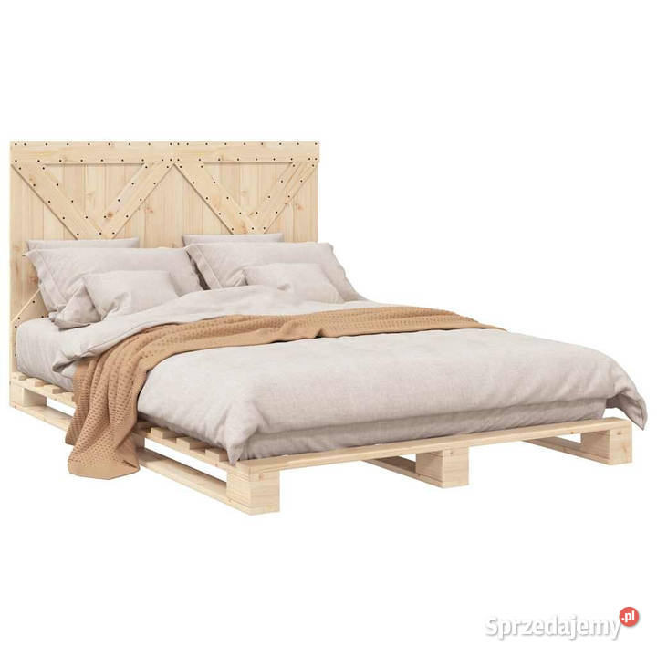 Rama łóżka z wezgłowiem lite drewno sosnowe 140cm sprzedam