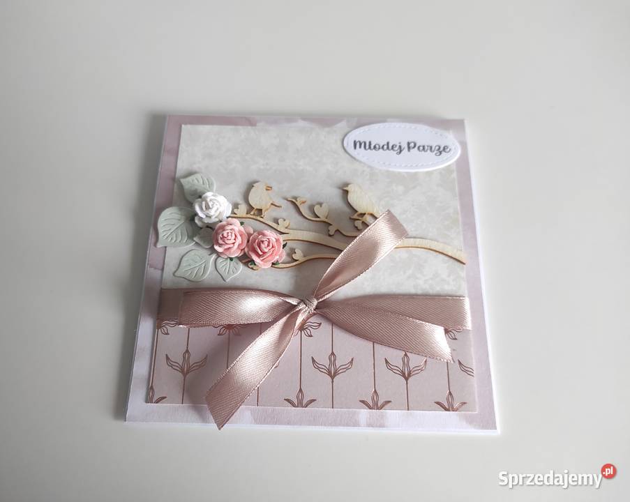 Kartka ręcznie robiona na ślub Ptaki łódzkie Łódź