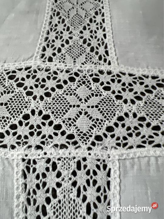 Obrus biały z koronkami rękodzieło biały śląskie Zabrze sprzedam