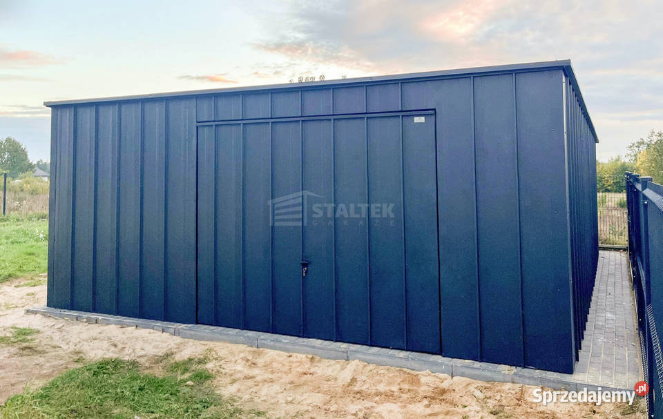 Garaż blaszany 6x8 brama uchylna drzwi blac dach blacha