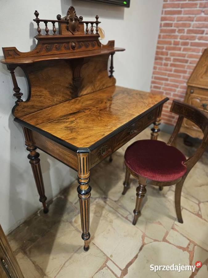 Eklektyczny sekretarzyk biurko czeczot orzech lubelskie Lublin