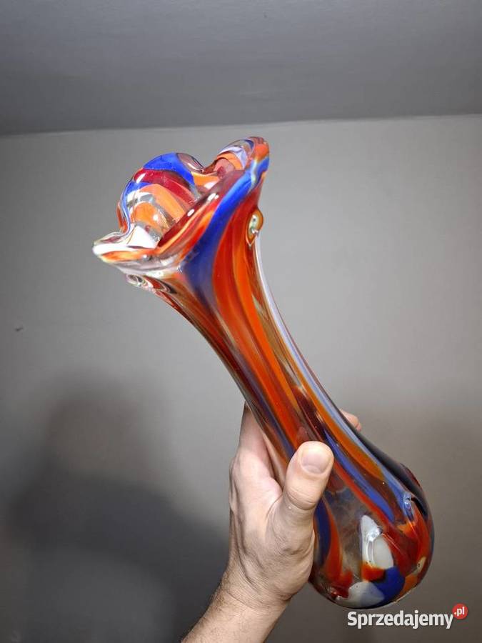 Szklany wazon flakon szkło barwione retro Kraków