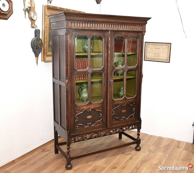 STARA DĘBOWA BIBLIOTEKA REGAŁ PÓŁKA BIBLIOTECZKA Świdnica