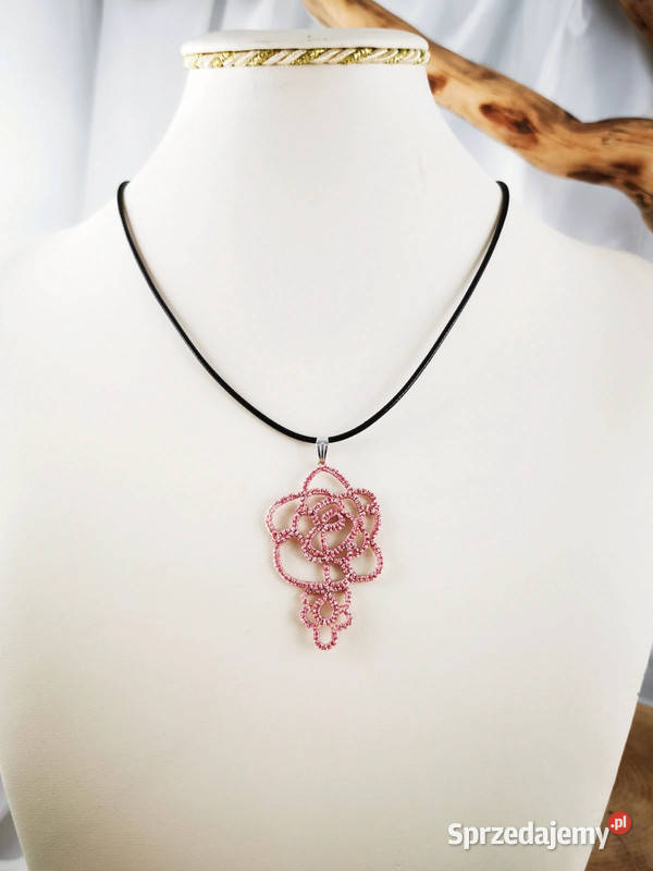 Komplet biżuterii frywolitka Wiśniowa