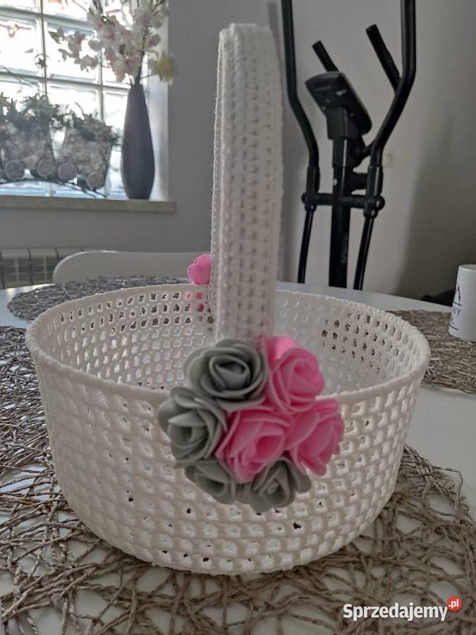 Koszyczek szydełkowy MOCNO USZTYWNIONY beżowy Straszęcin
