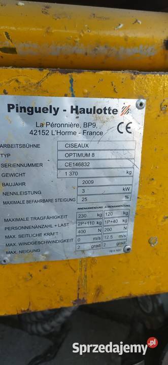 HAULOTTE OPTIMUM 8 PODNOŚNIK Tereszyn sprzedam