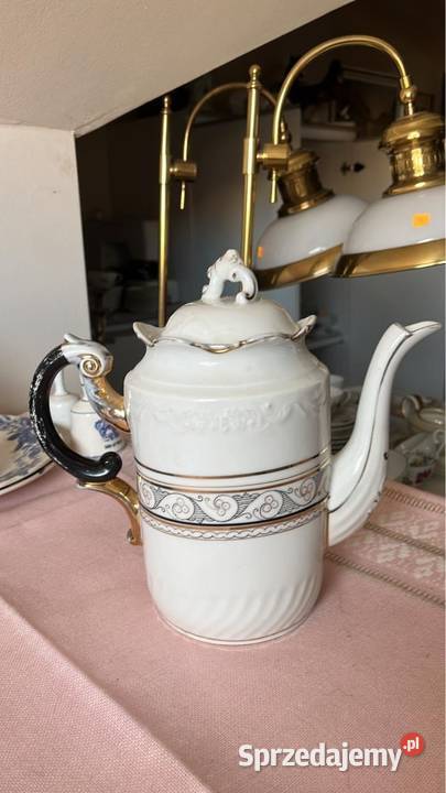 Duży dzbanek do kawy Złocenia i czarna emaila Gdańsk
