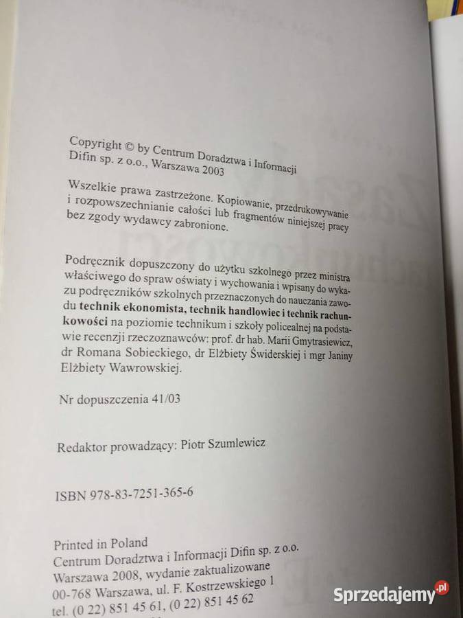 Zasady rachunkowości podręczniki szkolne używane Antykwariat Warszawa
