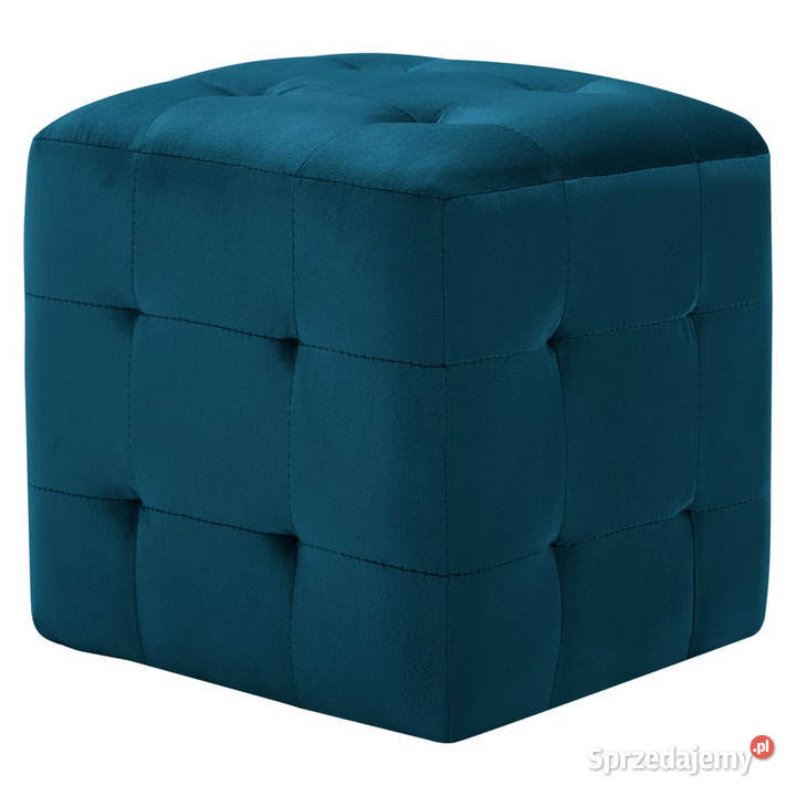 Pufy 2 niebieskie 30 x 30 x 30 aksamit WM278384 mazowieckie Warszawa