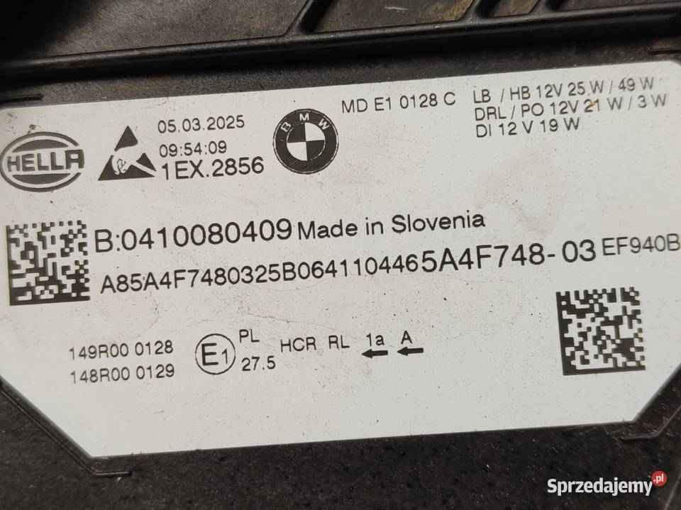 Lampa Prawy Przód Prawa Przednia BMW 3 G20 G21 osobowe Pleszew