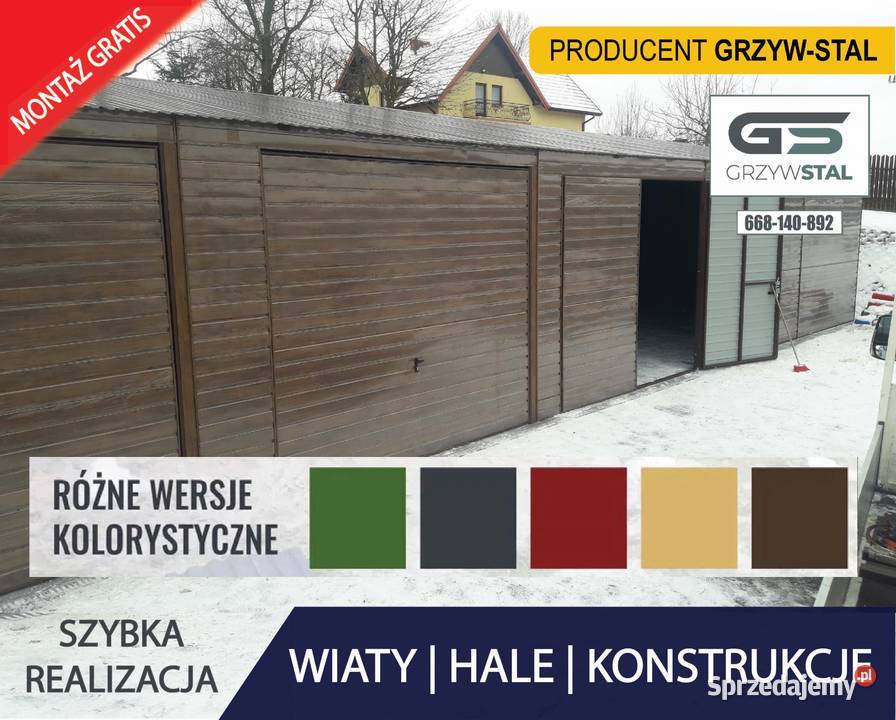 GARAŻ BLASZANY ORZECH Garaże Blaszane Magazyn 50m2 Myszków